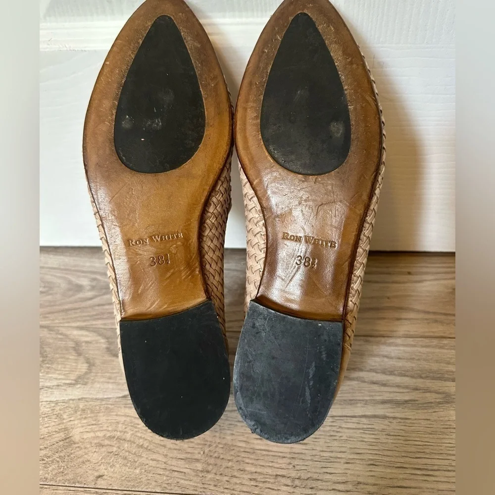 RON White Yara Made in Italy Woven Leather Loafers